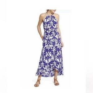 Athleta Blue White Printed Maxi Dress Adjustable Strap Size Large